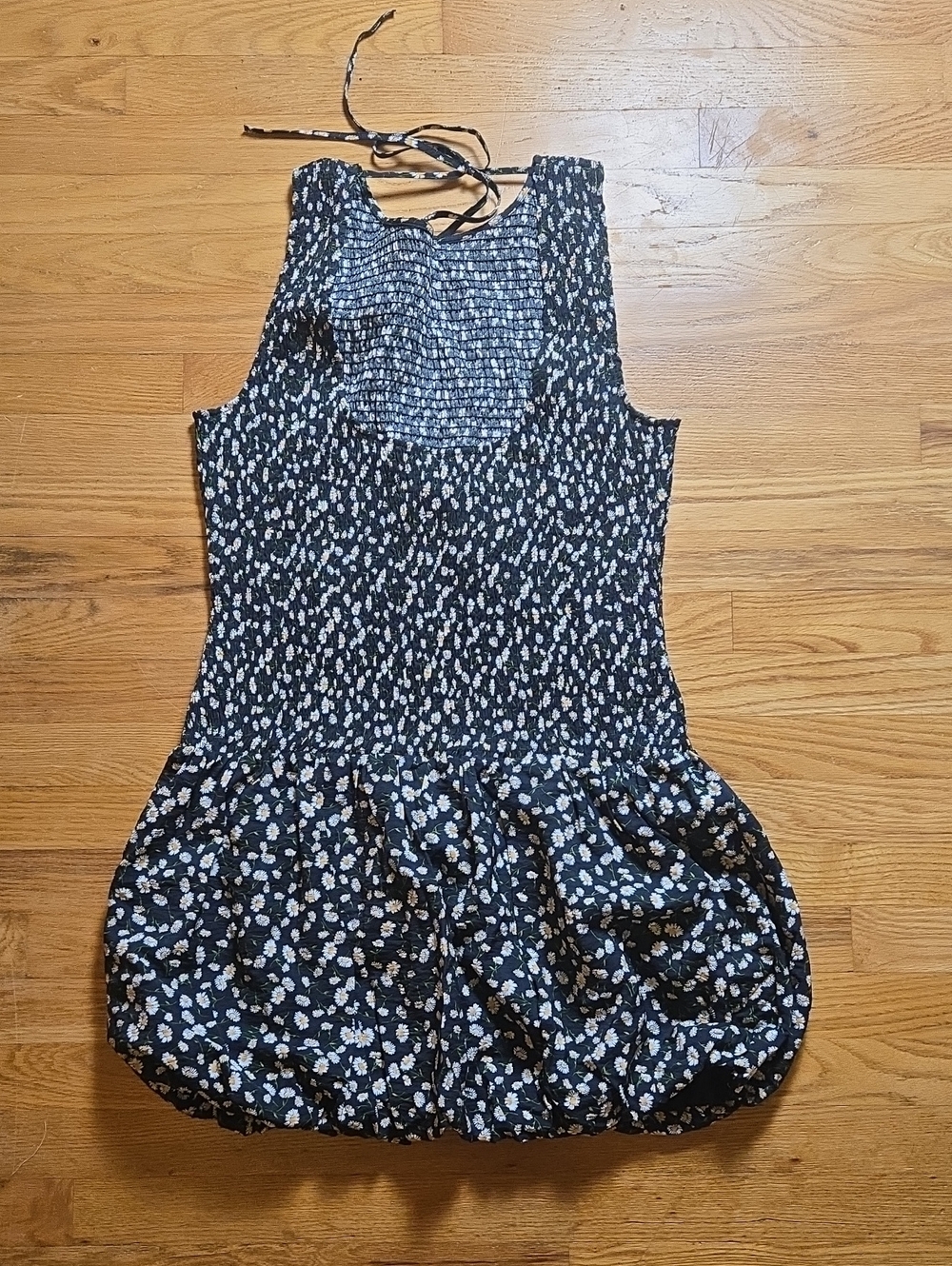 Anthropologie Maeve sleeveless daisy print smocked bubble hem tieback mini dress - Picture 5 of 7